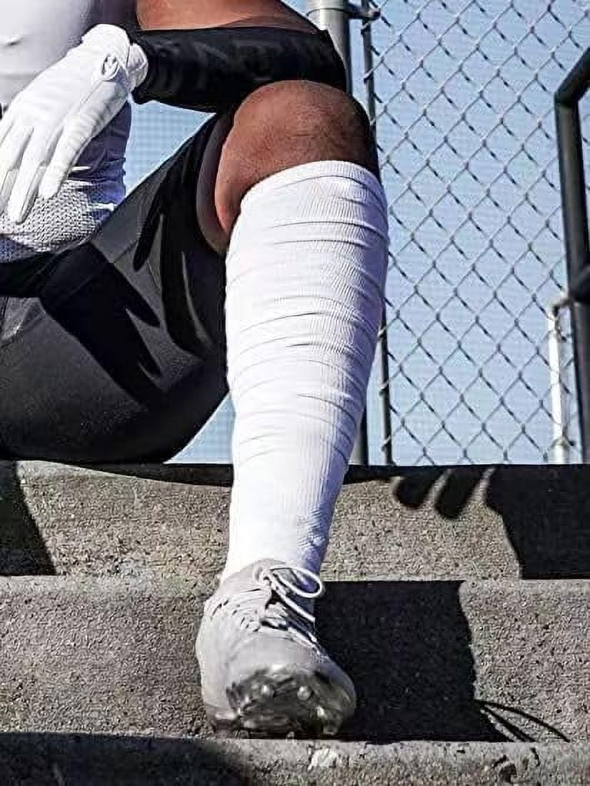 2 Packs Scrunch Football Socks Ultra Long Combed Cotton With Ankle Support Padded Knee High Socks Youth Adult