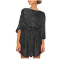 thumbnail image 2 of EGNMCR Robes de Soirée pour Femmes, Robes Formelles pour Femmes, Robes de Cocktail pour Femmes Mode pour Femmes Col Rond à Paillettes Manches Longues Robe Courte Unie Robe Formelle Robe Femme, 2 of 8