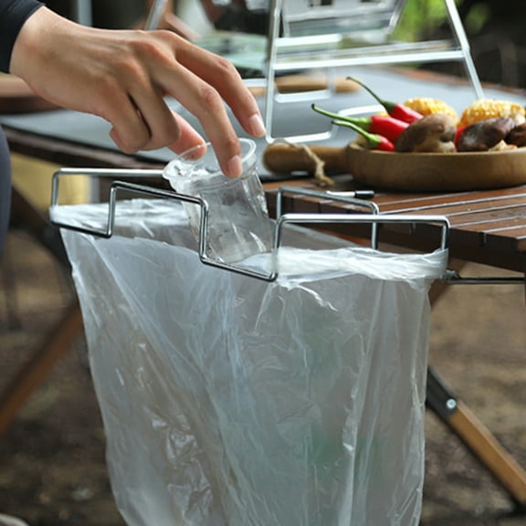 FRCOLOR Camping Table Trash Bag Rack Metal Bracket for Trash Bag Garbage Bag Hanging Rack Picnic Table Rack