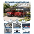 thumbnail image 3 of Heavy Duty 20x25 FT Outdoor Carport Garage Shelter – Galvanized Steel Frame – Removable Sides – Solar LED Lamp – Portable Storage for Cars, Trucks, Boats – Dark Gray Roof, 3 of 8
