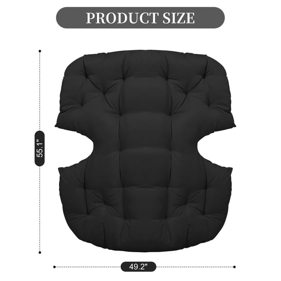 Wubio Thick Patio Rocking Chair Cushion Replacement Egg Chair Papasan Chair Swing Pad-Black