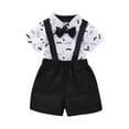 thumbnail image 2 of Tfken Boys Outfit Set Size 12 Months-18 Months Kids Clothes Baby Clothes Baby Prints Romper Suspender Pants Set Gentleman Outfit Toddler Boy Outfit Black, 2 of 7