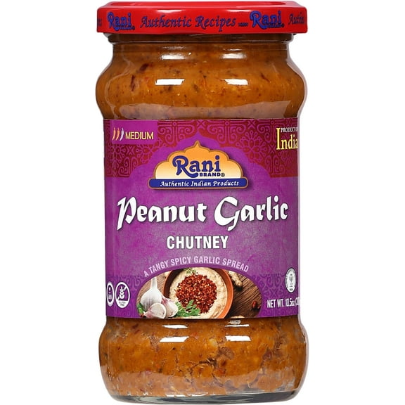 Rani Peanut Garlic Chutney 10.5oz (300g) Glass Jar, Ready to Eat ~ Vegan | Gluten Free | NON-GMO | Kosher | No Colors | Indian Origin