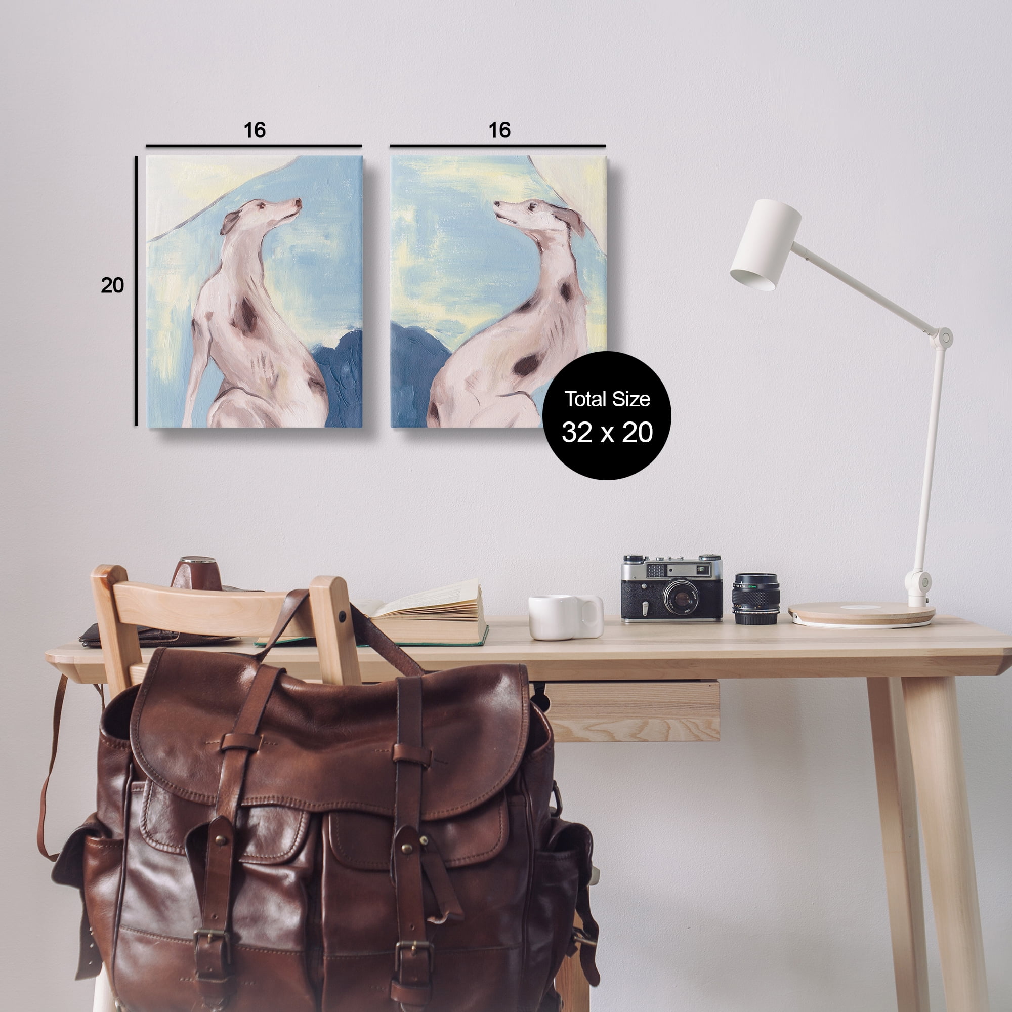 Stupell Industries Spotted Greyhound Dogs Animals Painting Wrapped Canvas Art Print Wall Art, 16 x 20, Set of 2