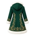 thumbnail image 5 of Christmas Men's Santa Trench Coat Trendy Plush Coats Long Peacoats Xmas Long Hooded Cardigans Green XXXL, 5 of 6