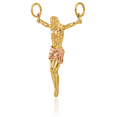 thumbnail image 2 of 14K Solid Two Tone Gold Rose Corpus Jesus Christ Necklace Religious Chain Pendant Christian Faith Charm, 2 of 3
