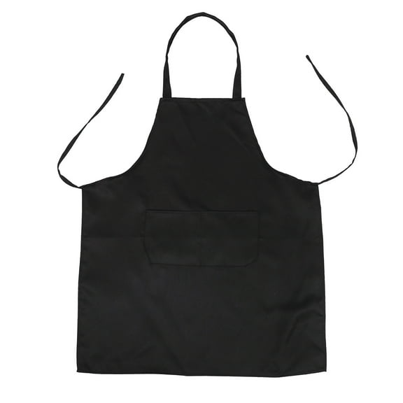 Unisex 2 Pocket Black Kitchen Apron Bib, One Size in Medium