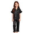 thumbnail image 2 of dmqupv Girls Pajamas Girls Pajamas Silk Satin Pajama Sleepwear 1T 2T 3T 4T 5T Button Down Pj Set Loungewear Black,10-11 Years, 2 of 7