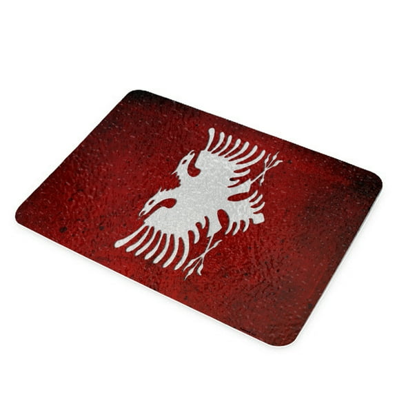 KuzmarK Glass Cheese Cutting Board 11"x7.75" - Albanian Flag