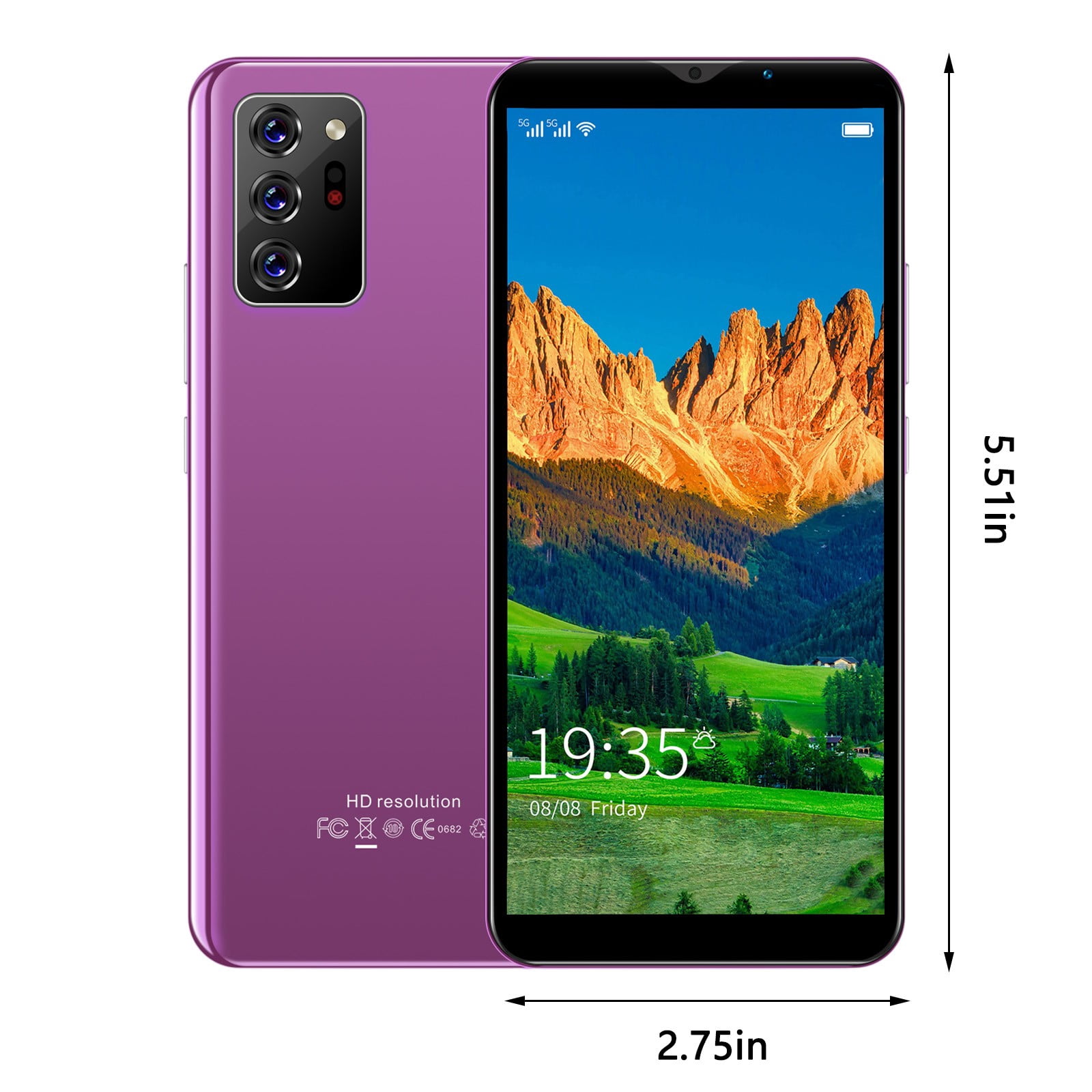 sruoe Unlocked Cell Phones Under 100 8GB 6.1 Inch Dual Sim Screen Mobile Phone Face Unlock Smartphone Purple