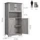 thumbnail image 5 of Gray de madera almacenamiento gabinete: freestanding cupboard con glass doors & adjustable estantes para kitchen, pantry & sala de estar, 5 of 8