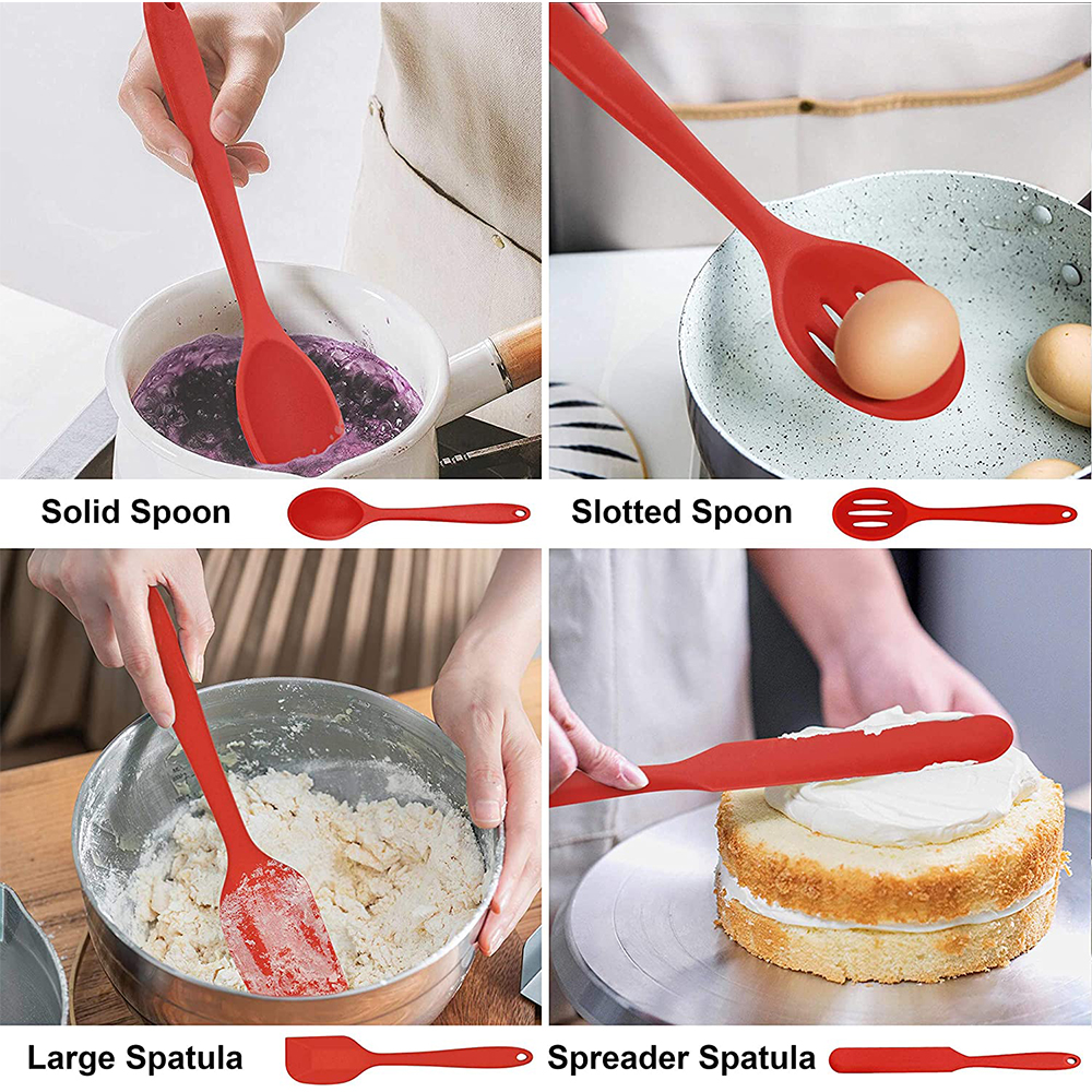 Walchoice 14-Piece Silicone Cooking Utensil Set In Red photo 3