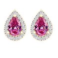 thumbnail image 2 of Dazzlingrock Collection 6X4mm Pear Pink Sapphire & Round White Diamond Teardrop Pushback Stud Earrings for Women (0.15 ctw, Color I-J, Clarity I2-I3) in 10K Yellow Gold, 2 of 4