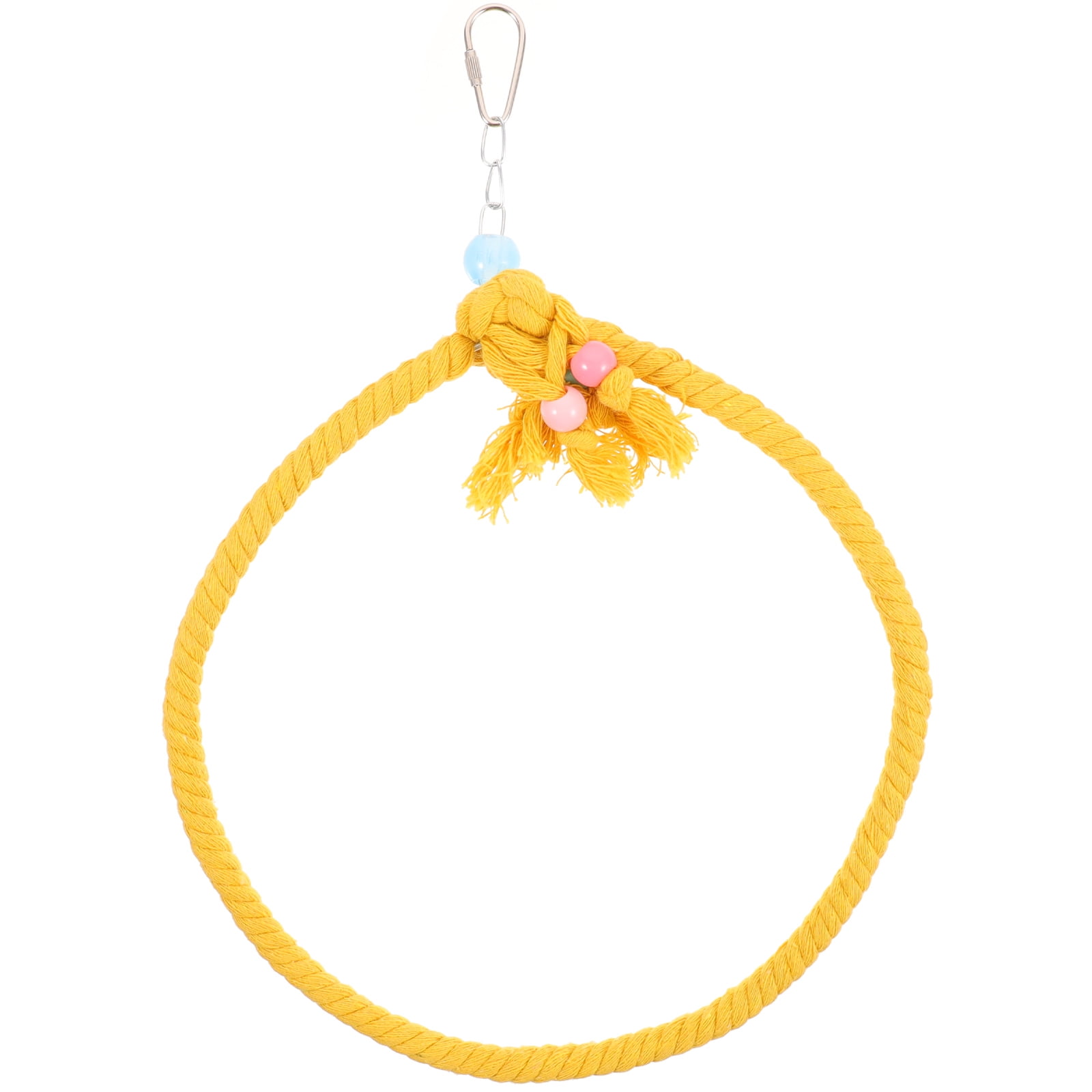 NICEXMAS Yellow Parakeet Bird Rope Stand and Perch for Cage and Playground Accessories