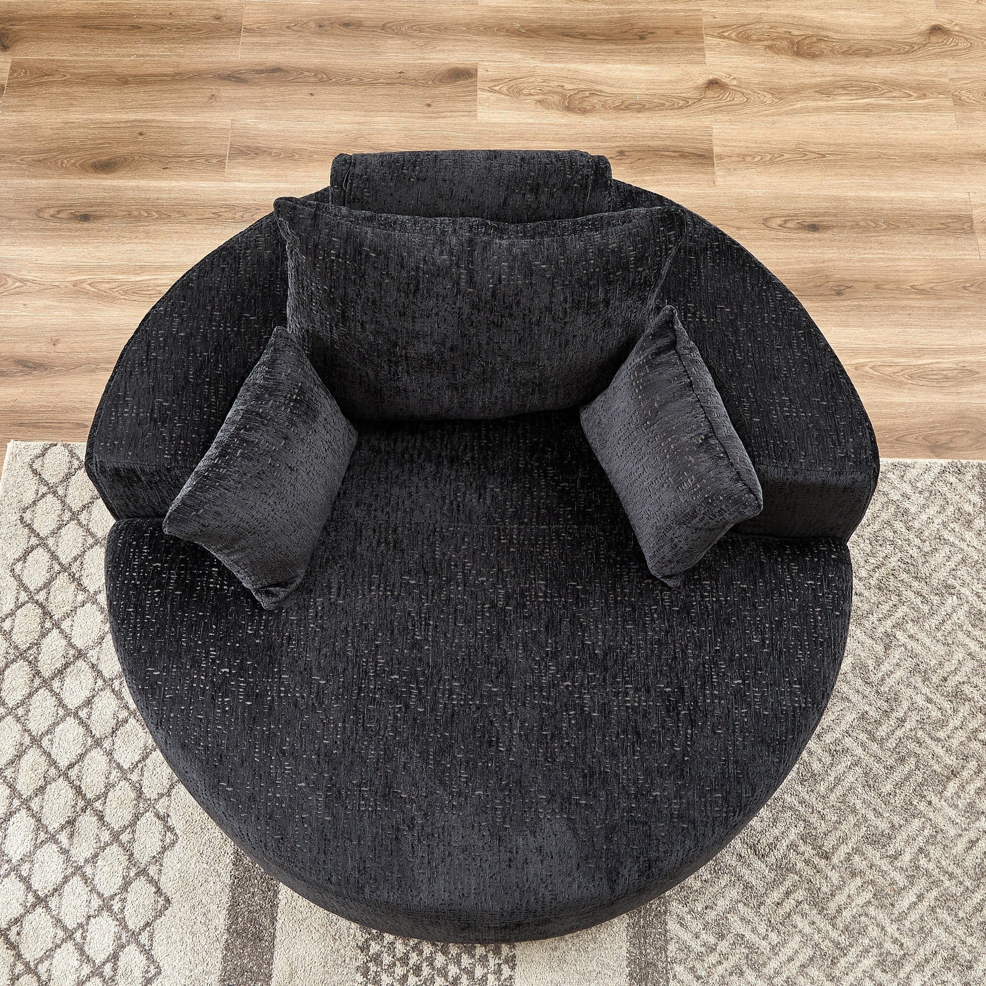 Sailvan 55" Modern Polyester Single Seater Lounge Chair, Modular Cloud Sofa with Enveloping Pillows, No Assembly Lazy Chair for Living Room Black