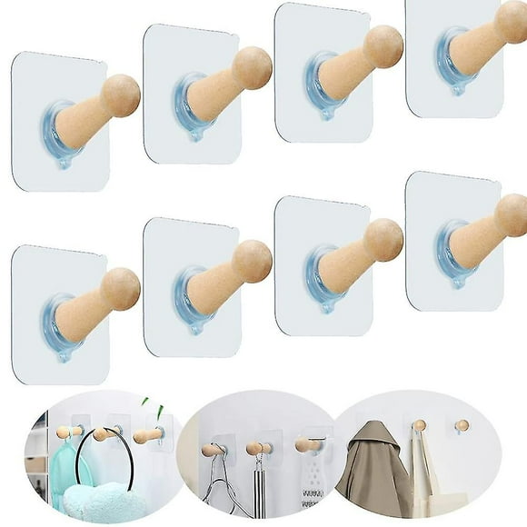 Self Adhesive Hat Hooks For Wall 8 Pieces Solid Wood Cowboy Hat Hangers For Wall Hat Hook