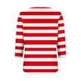 thumbnail image 5 of Scyoekwg Womens Tops V-Neck Three-quarter Sleeve Tshirt Loose 3/4 Sleeve Tops Fall Clothes Striped Printed Graphic Tops Fashion Dressy Casual Blouses Vintage Tops(Red,XL), 5 of 5