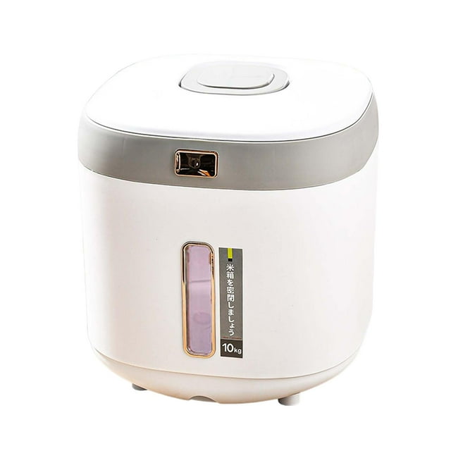 Dispensador de cereales, cubo de arroz, recipiente para alimentos con capacidad de 10 kg para encimera de cocina. gris