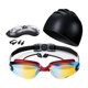 thumbnail image 2 of Juego de 5 piezas de gafas y gorro de natación para hombres y mujeres adultos para piscina. Rojo, 2 of 8