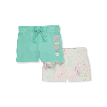 

One Step Up Girls 2-Pack Believe Shorts Set Outfit - aqua 3t (Toddler)