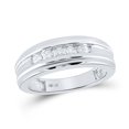 thumbnail image 1 of 14kt White Gold Mens Round Diamond Wedding Channel Set Band Ring 1/4 Cttw, 1 of 1
