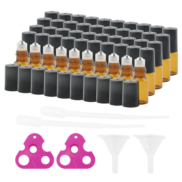 ruzhgo 15/50/100pcs 1/2/3/10ml Essential Oil Bottle Refillable Bottles Liquid Box Portable Container Plastic Jars Storage Case Makeup 1ml 15Box 3ml 50Box
