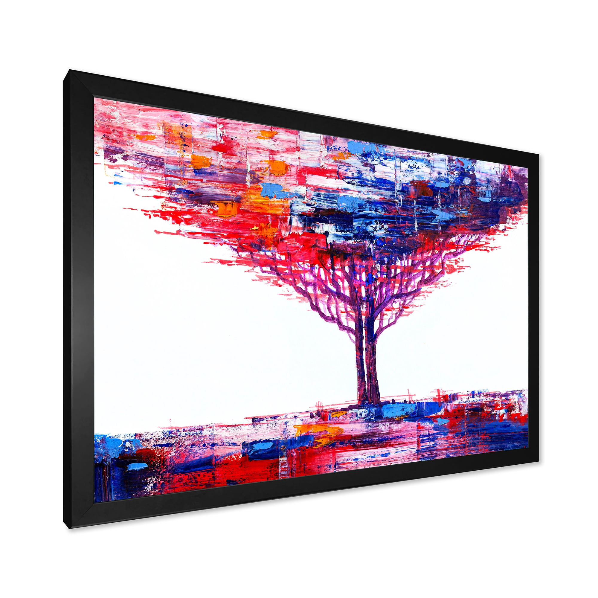 Designart 'Abstract Colorful Tree Impressionist On A White' Modern Framed Art Print