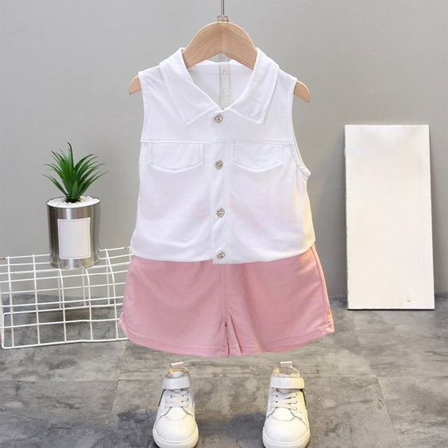 Tranfacy Ensembles pour Tout-Petites Filles, Vêtements pour Enfants Filles, Ensembles de Chemisiers d'Été Unis Confortables à Manches Courtes et Col Rond pour Enfants