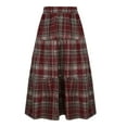 thumbnail image 6 of Busydd Skirts for Women Fall Wool Elastic High Waist Plaid Skirt Casual Flowy Layered Maxi Skirt Fashion Long Skirts for Women, 6 of 8