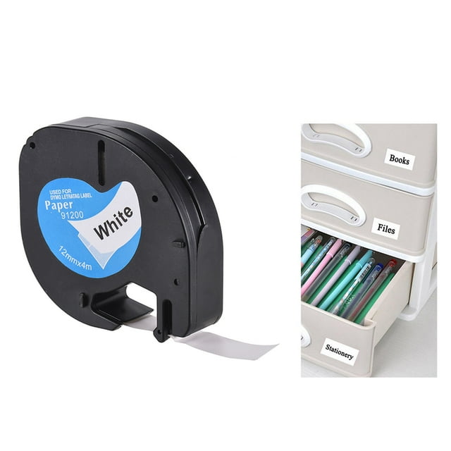 Yeacher Labeling Label Tape 91200 Self-Adhesive Refills Black Print on White Paper 1/2 Inch * 13 Feet 12mm * 4m for DYMO LT-100H Label Maker, 1 Roll