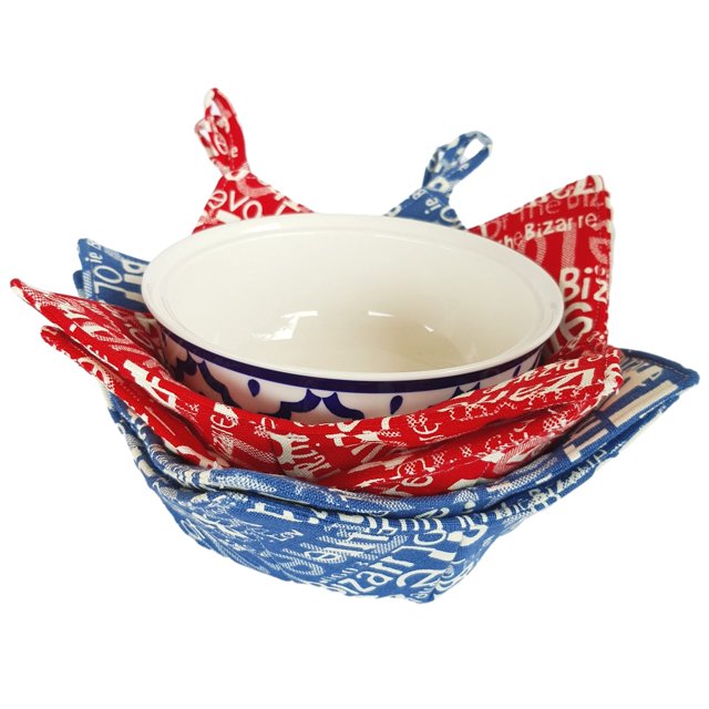 cUSHYSTORE 4X Bowl cozy canvas Holders Heat and cold Resistant Anti-Scalding Protector Letters