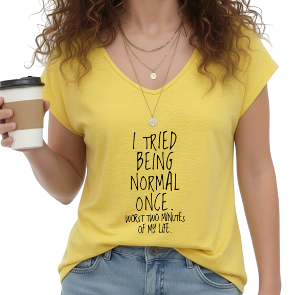 UNISHE Women's "Tried Being Normal Once" Quote S-5XL V-Neck Sleeveless T-Shirt Fashion Casual Tank Top