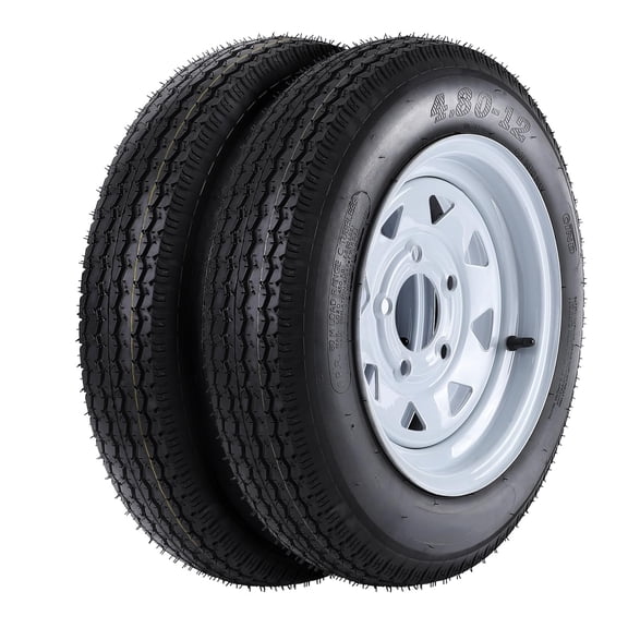Garvee Set of 2 4.80-12 4.80x12 480-12 4.80-12 Trailer Tires with 12" Rims, 5 Lug on 4.5", Load Range C 6PR