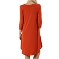 thumbnail image 2 of Women 3/4 Sleeve Round Hem A-Line Tunic Dress with Side Pockets, 2 of 3