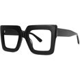 thumbnail image 3 of Fashionable and heavy oversized square glasses for women (bright black frames), 3 of 4