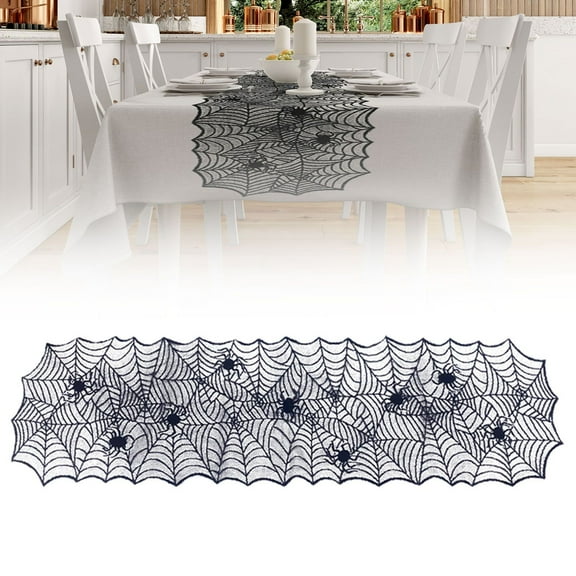Clearance Table Cloth Halloween Table Runner Black Lace Table Runners For Halloween Table Decor Creepy Table Cloth For Halloween Dinner Table Decoration 18 X 64Inch