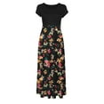thumbnail image 4 of Empire Waist Dresses for Women 2024 Short Sleeve Crewneck Floral Maxi Long Dress Summer Fashion Casual Sun Boho Dresses, 4 of 4
