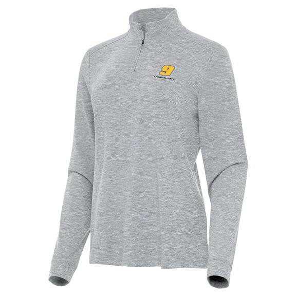 Women's Antigua Heather Gray Chase Elliott Mentor Quarter-Zip Jacket