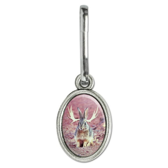 Jackalope Realistic Antiqued Oval Charm Clothes Purse Suitcase Backpack Zipper Pull Aid