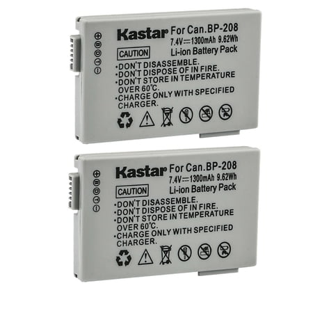 Kastar 2-Pack Battery Replacement for Canon BP-208 BP-208DG BP-308 BP-310 BP-315 Battery Canon DC220 DC230 iViS DC22 iViS DC50 iViS DC200 Elura 100 FVM300 IXY DVS1 MVX1Si MVX430 MVX450 MVX460 Cameras
