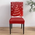 thumbnail image 4 of Chair Covers for Dining Room Set of 6,Merry Christmas Tree Snowflakes Red Stretch Seat Protector Removable Washable Chairs Slipcovers for Kitchen Banquet Wedding Hotel,Xmas Trees Bell, 4 of 6