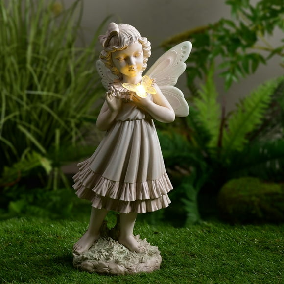 Figura solar Hi-Line con luz LED para niña con mariposa
