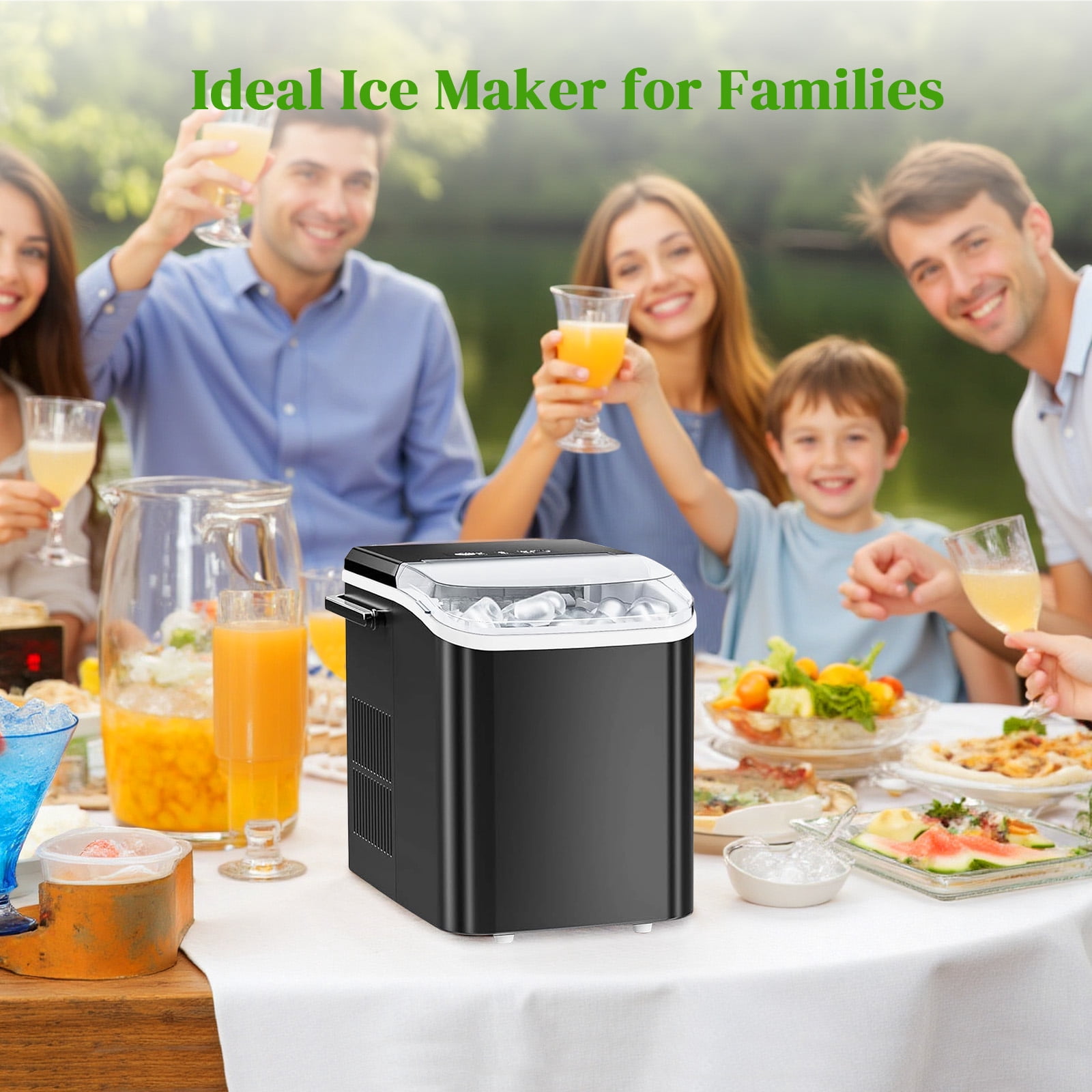 Haysky Countertop Ice Maker, 26 Lbs/24H, Ice in 6Mins, 2 Sizes, Self-Cleaning Portable Ice Machine Countertops for Home, Office, RV, Camping, Black
