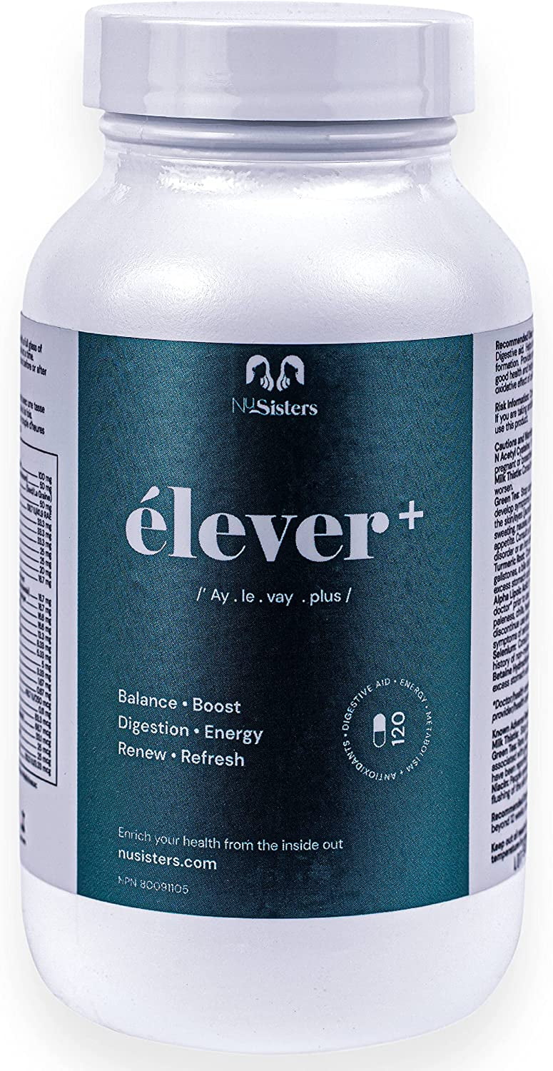 NUSISTERS Élever Multivitamins For Men - Daily Natural Energy, Immune System, Metabolism Booster for Weight Loss, Digestion, Detox, Focus and More - Health Canada Licensed NPN #80091105 (120 Capsules)