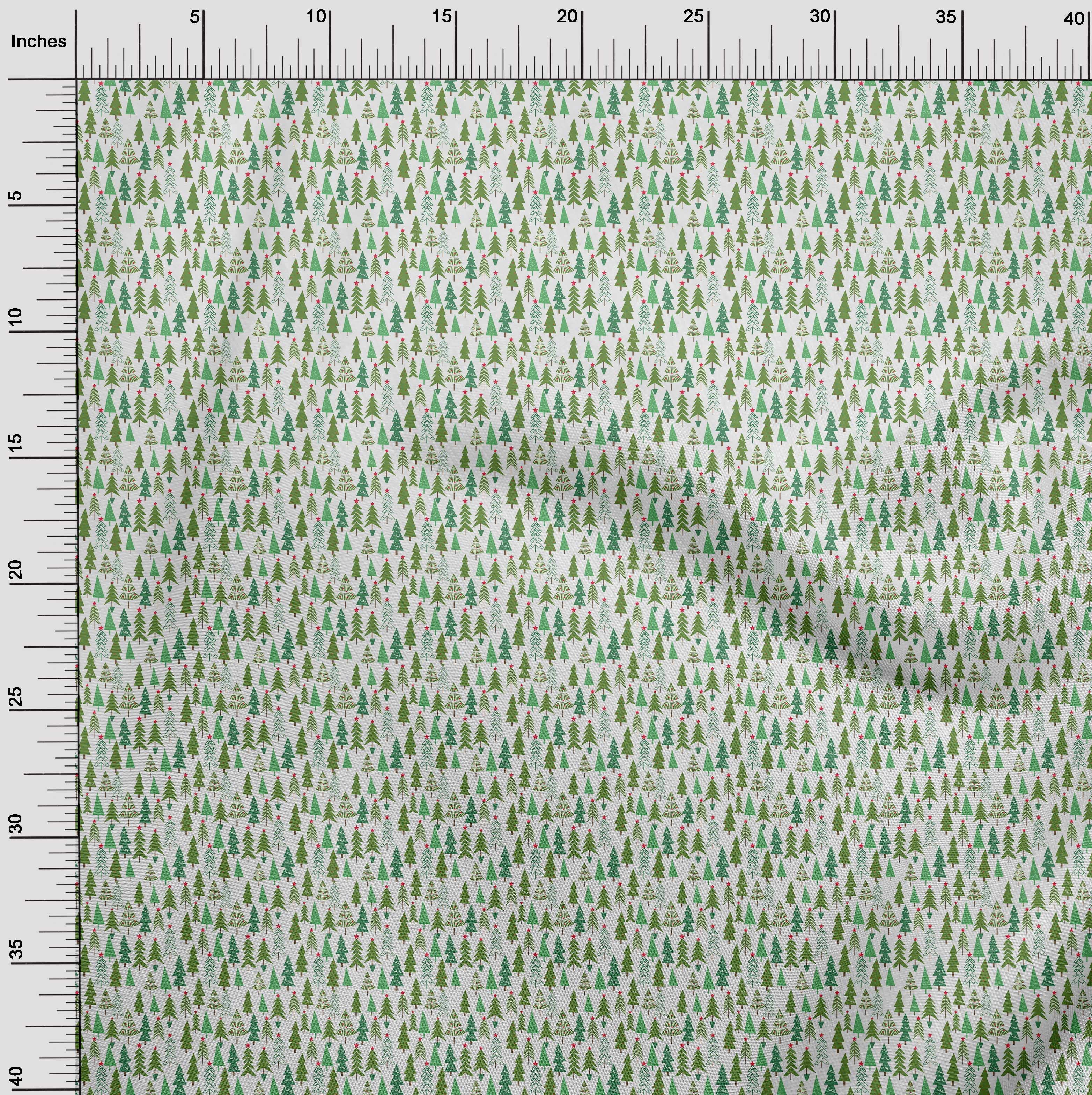 oneOone Cotton Silk Forest Green Fabric Christmas Craft Projects Decor Fabric Printed By The Yard 42 Inch Wide
