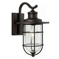 thumbnail image 2 of JONATHAN Y Westfield 10.5" 1-Light Iron/Seeded Glass Rustic Industrial Cage LED Outdoor Sconce, Oil Rubbed Bronze, 2 of 10