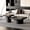 Black, variant on 33'' Round Coffee Table with Storage for Small Space, Wood Center Table with Legs and Wabi-Sabi Wood Parquet Veneer Top for Living Room, Matte Black