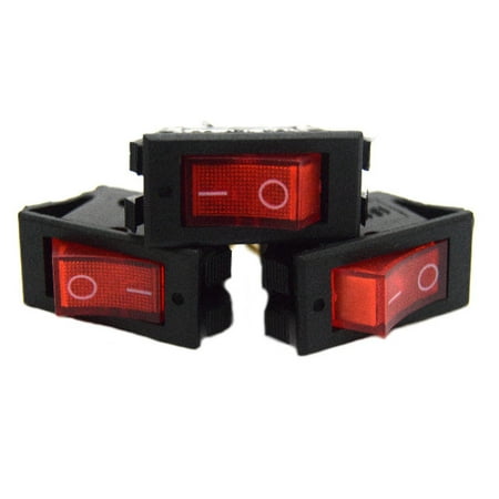 3 pack 12 Volt Lightning RED LED Rocker Mini Switch On Off Car