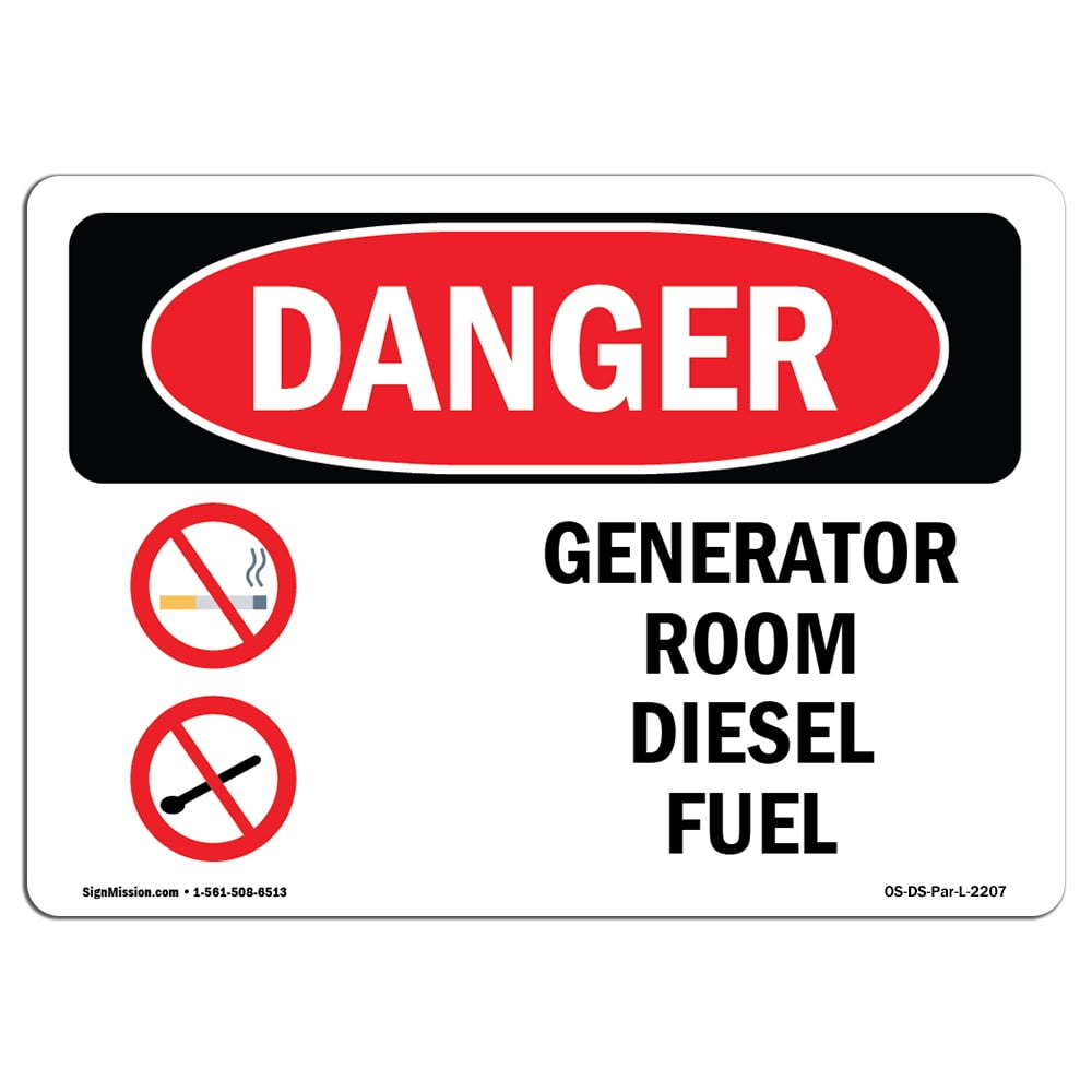 OSHA Danger Sign Generator Room Diesel Fuel Choose from Aluminum