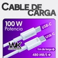 thumbnail image 3 of Cable Tipo C A C 1m De Carga Rápida 100w Wekome Resistente, 3 of 6